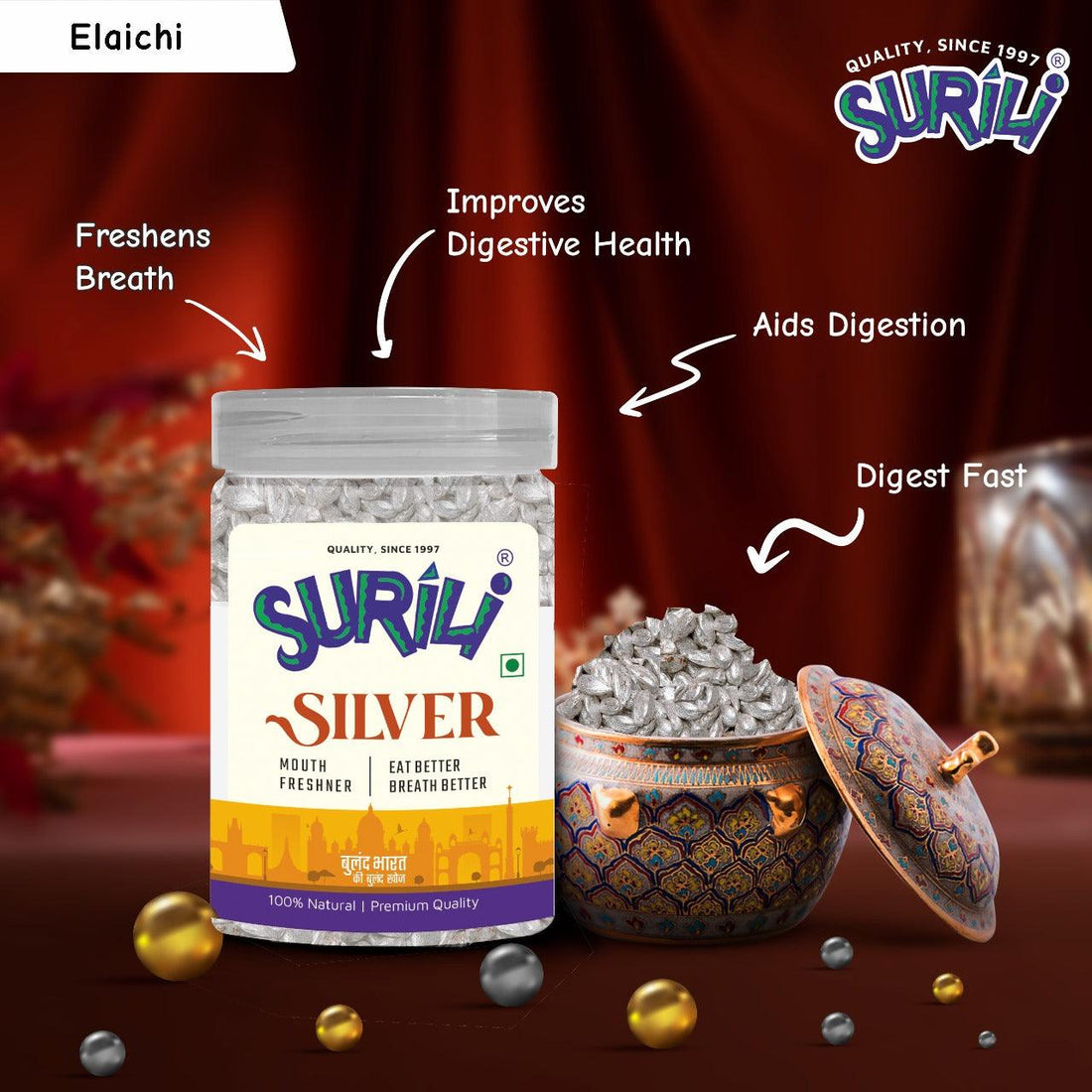 Elaichi Full - Refresh, Anytime Anywhere.
Surili Mukhwas
